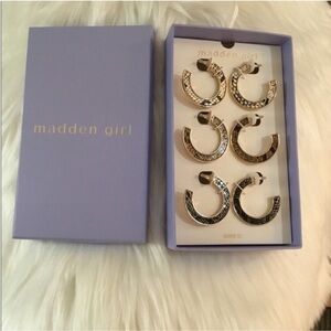 Madden Girl Gold Tone Animal Print Hoop Earring Gift Set NWT